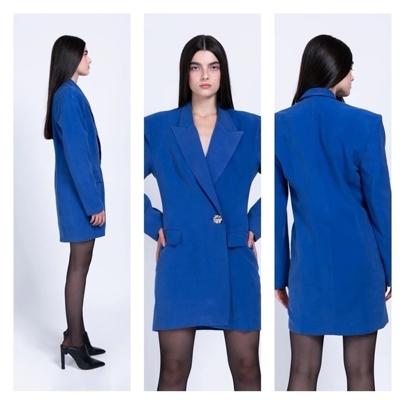 NWT SABINA MUSAYEV Giarda Tailored Blazer Dress Blue Sz M - Picture 5 of 7